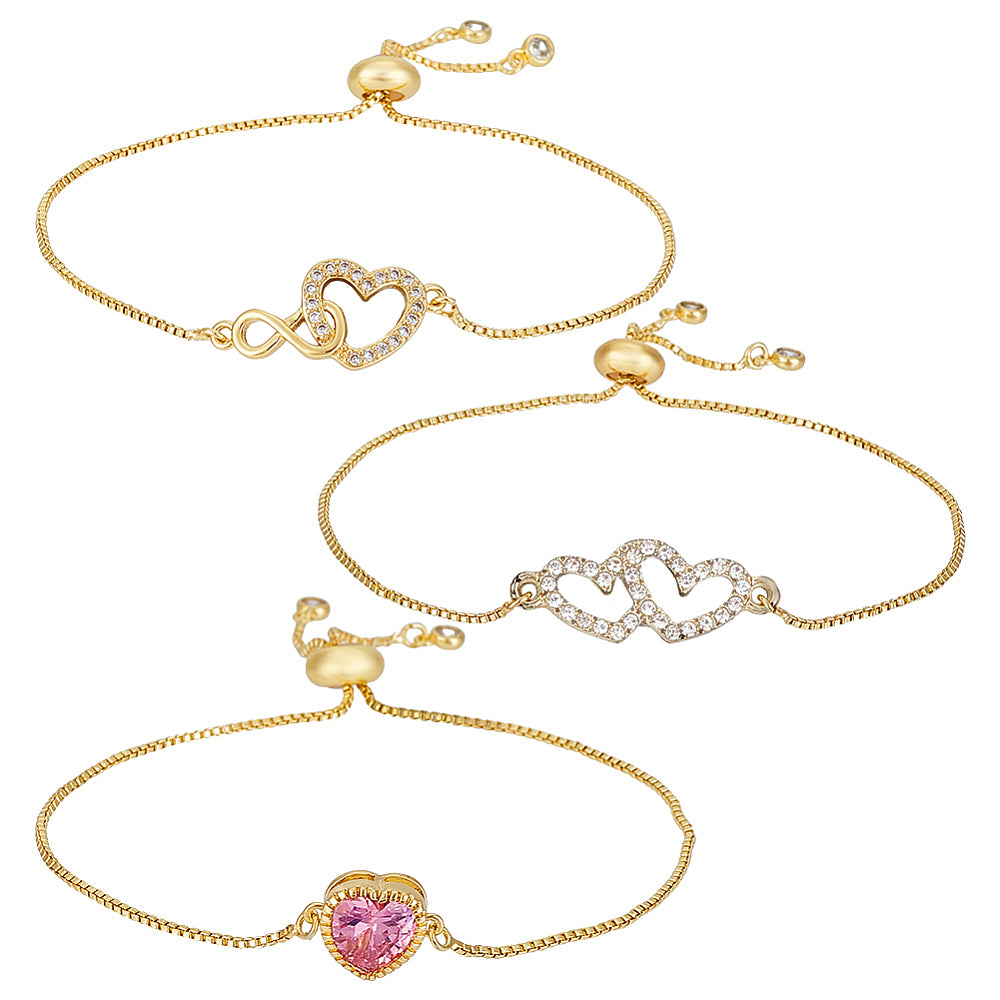 Pulsera ajustable con dije de corazón