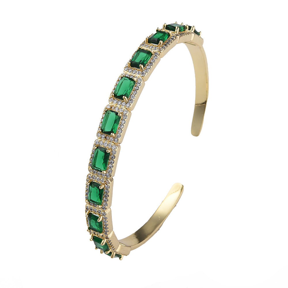 Brazalete ajustable de circonita cúbica verde