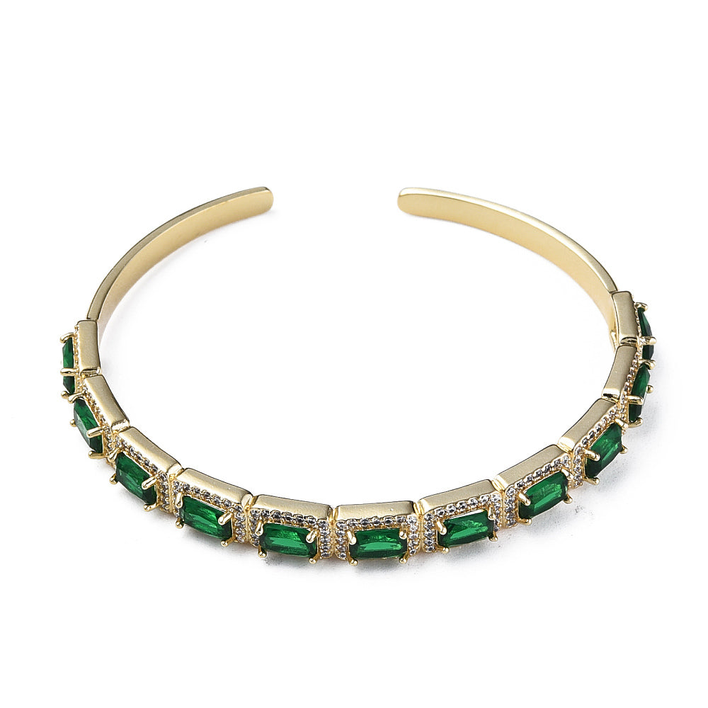 Brazalete ajustable de circonita cúbica verde