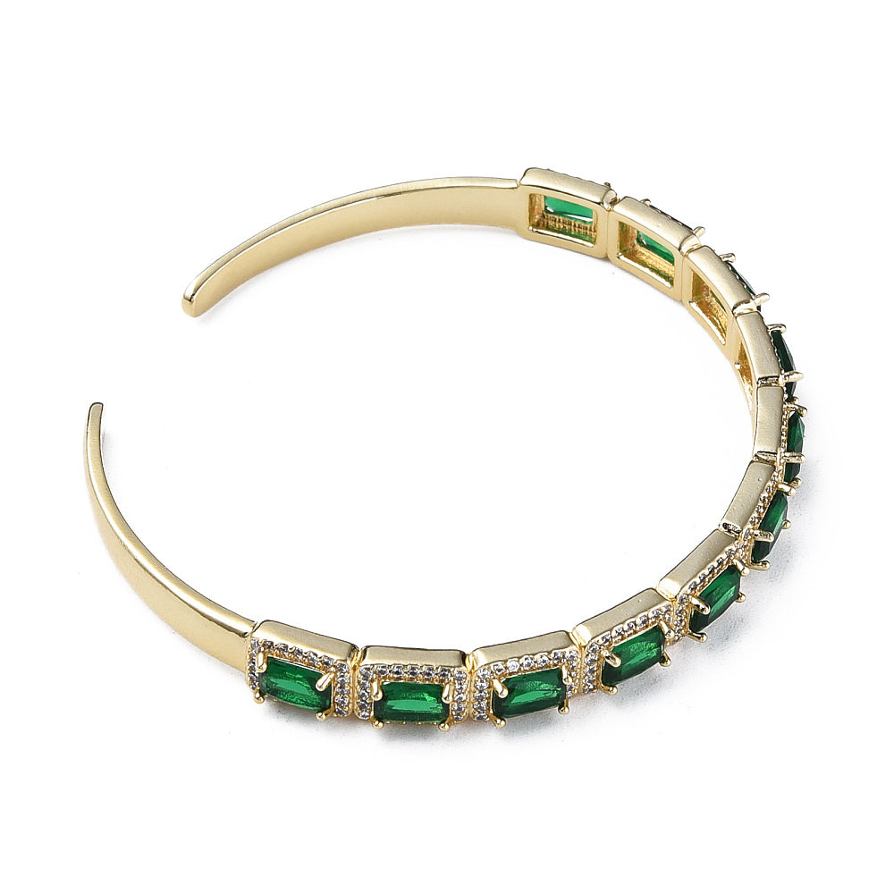 Brazalete ajustable de circonita cúbica verde