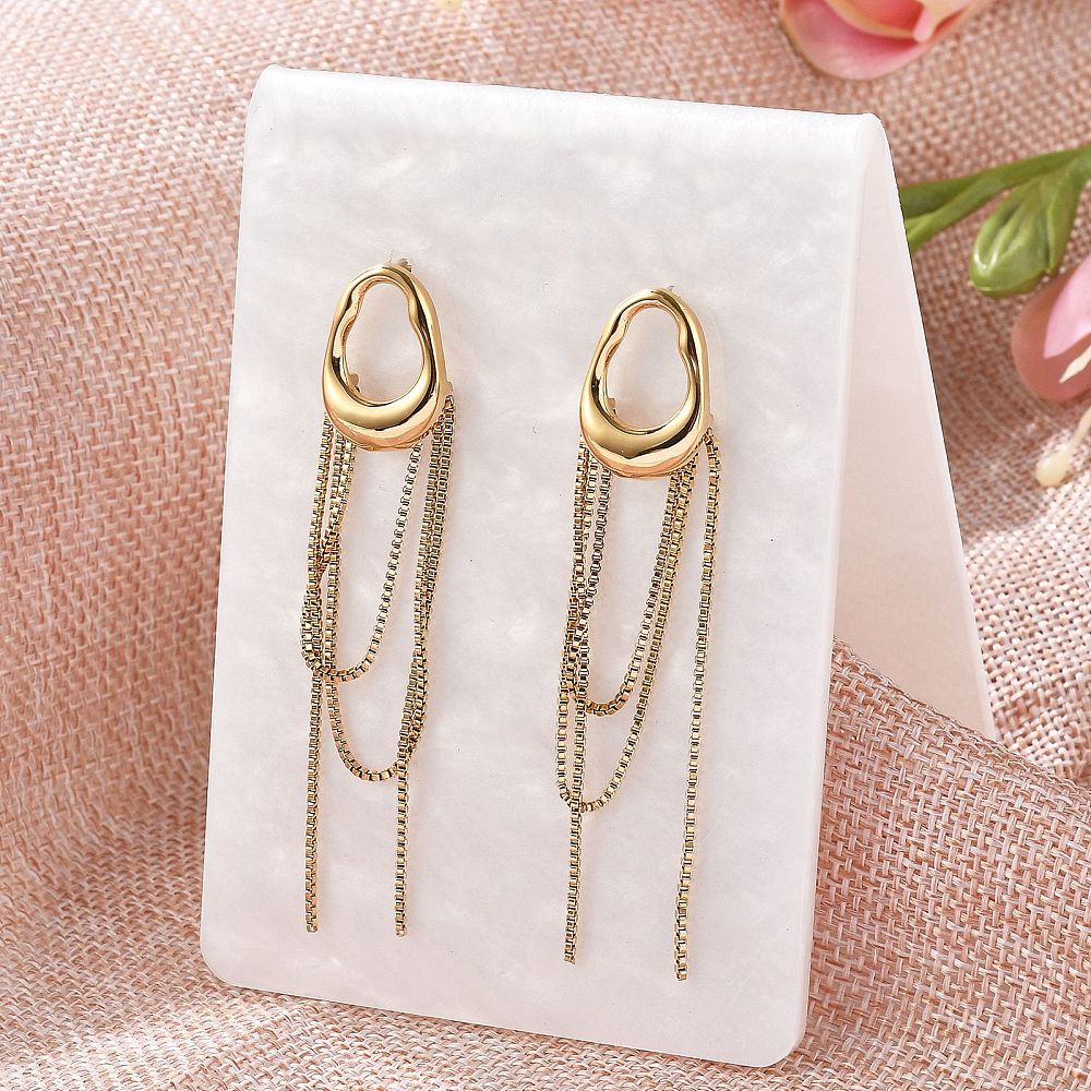 Aretes de borla ovalada de acero inoxidable 304