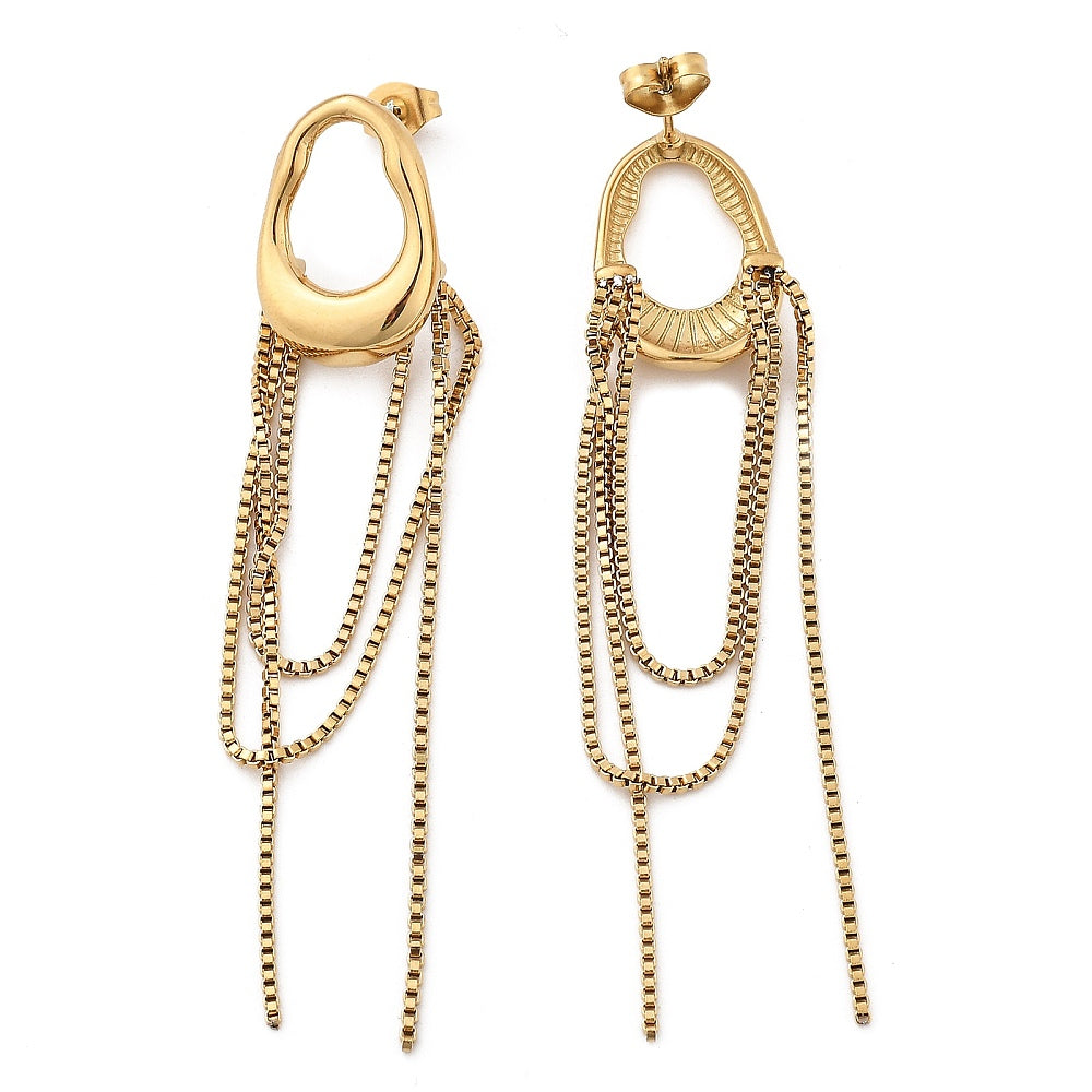 Aretes de borla ovalada de acero inoxidable 304