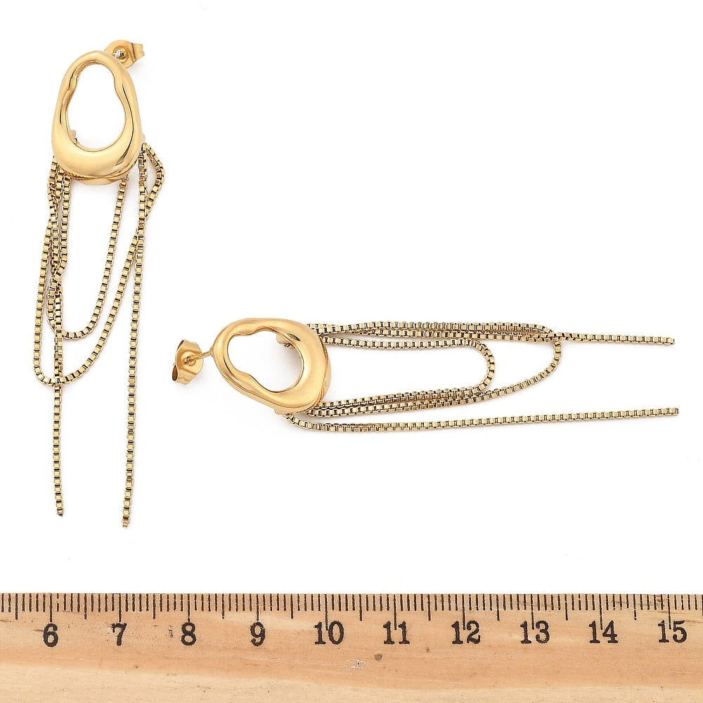 Aretes de borla ovalada de acero inoxidable 304