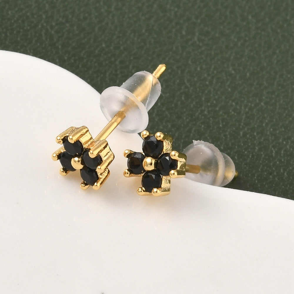 Aretes de flor de circonita cúbica