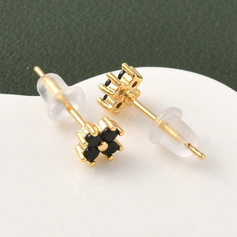 Aretes de flor de circonita cúbica