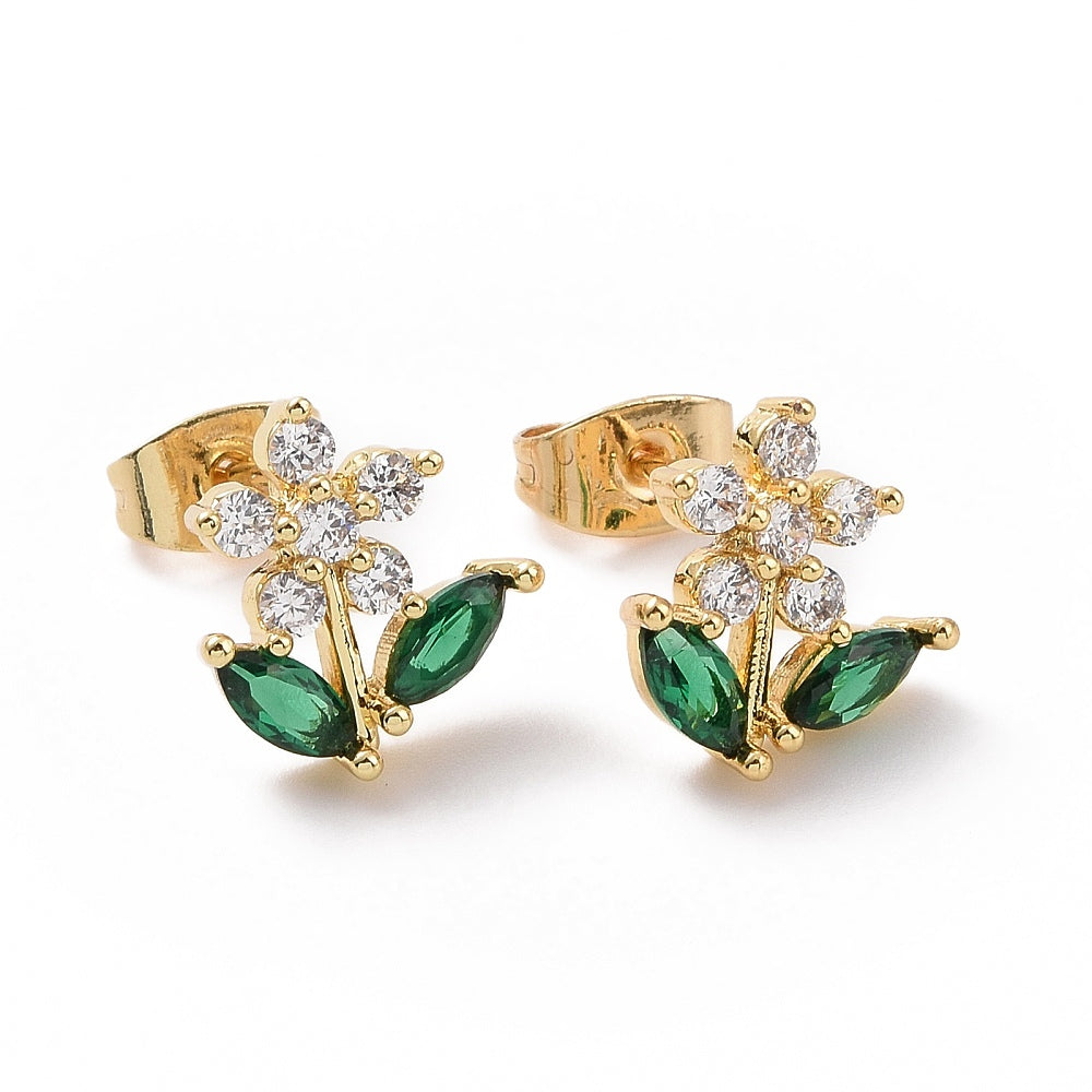 Aretes Flor de la vida con circonio cúbico verde