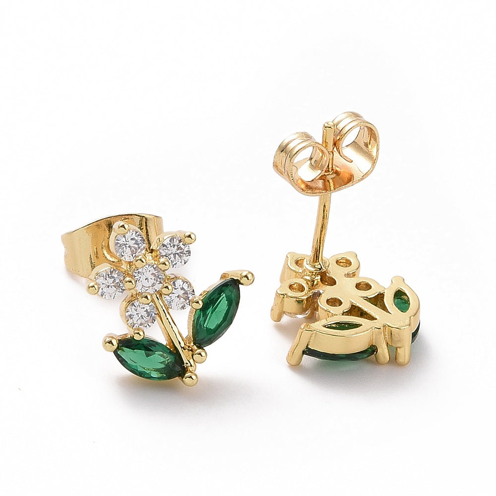 Aretes Flor de la vida con circonio cúbico verde