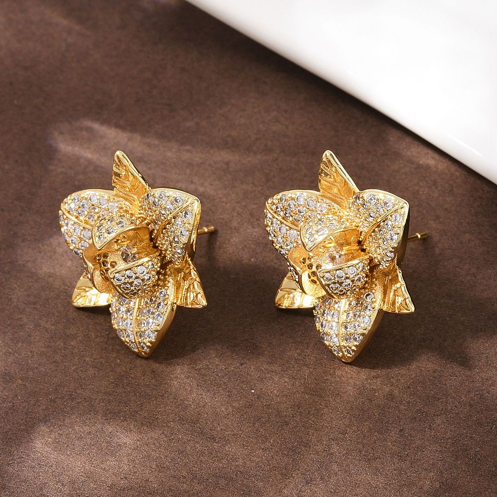 Aretes Flores con circonita cúbica transparente