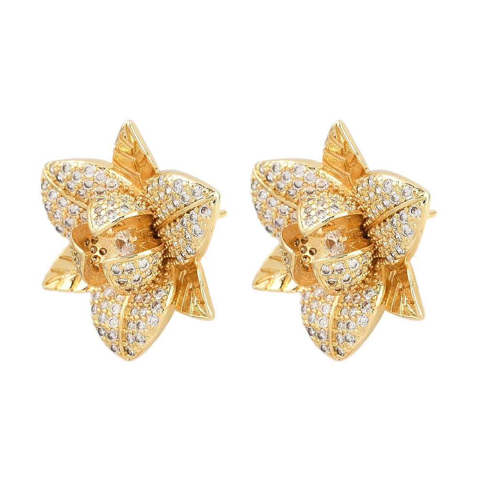 Aretes Flores con circonita cúbica transparente