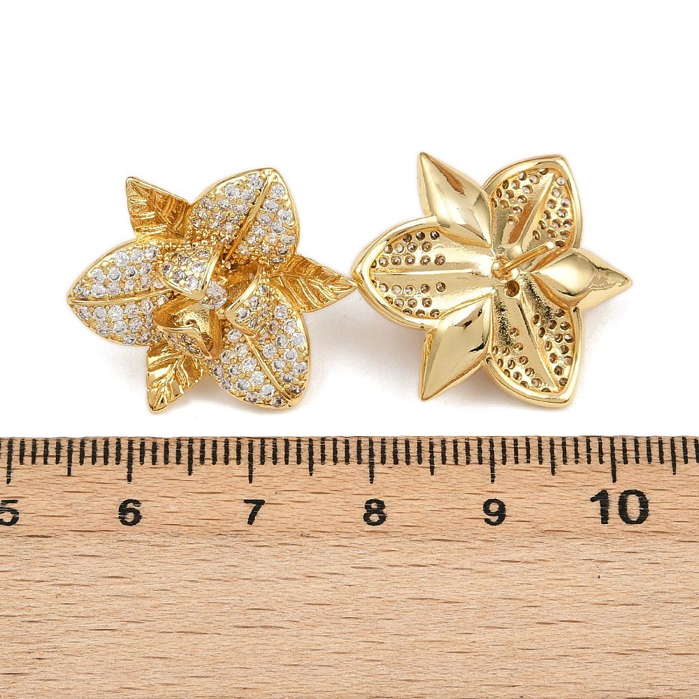 Aretes Flores con circonita cúbica transparente