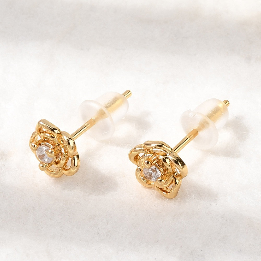 Aretes Rosa con circonita cúbica transparente