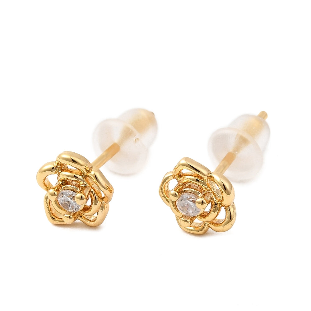 Aretes Rosa con circonita cúbica transparente