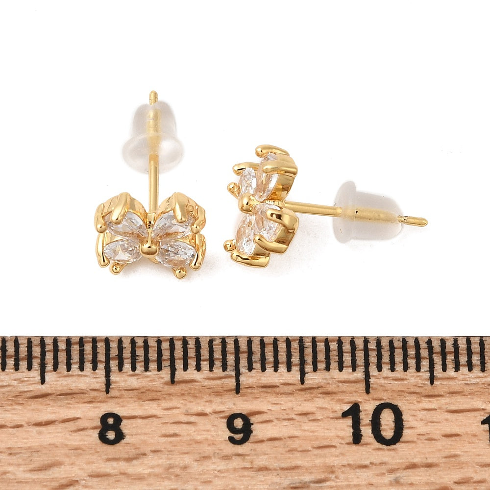 Aretes Flor pequeña de circonita cúbica transparente
