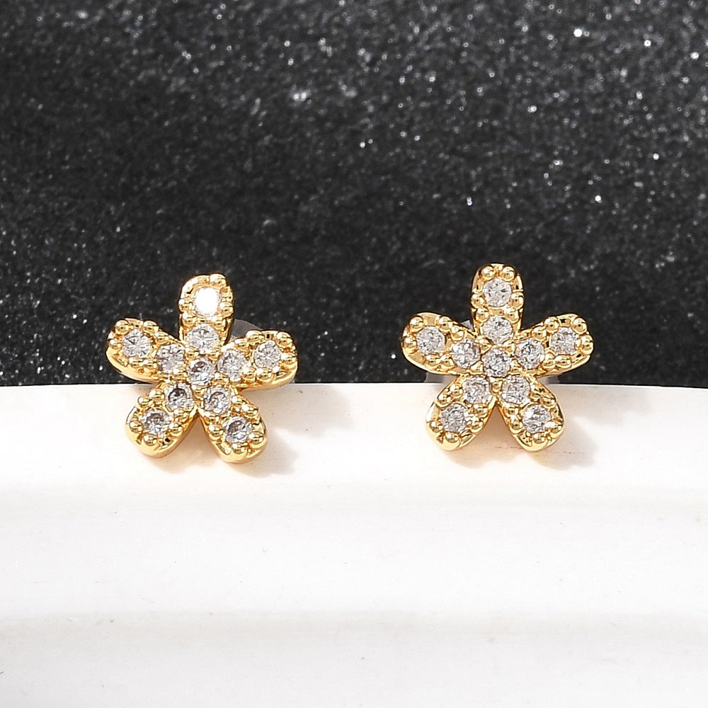 Aretes de Florcitas circonita cúbica transparente