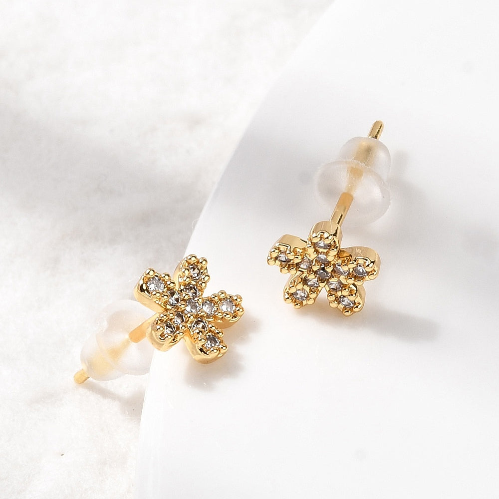 Aretes de Florcitas circonita cúbica transparente