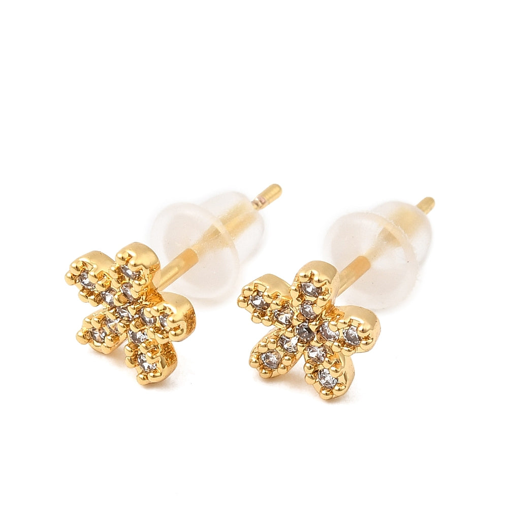 Aretes de Florcitas circonita cúbica transparente