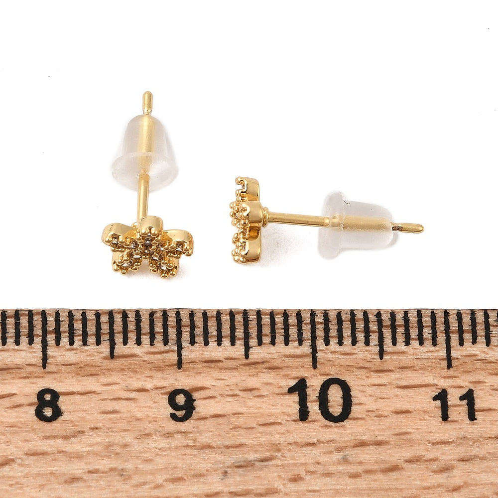 Aretes de Florcitas circonita cúbica transparente