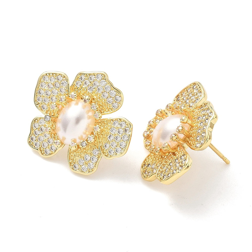 Aretes de Flores circonita cúbica transparente