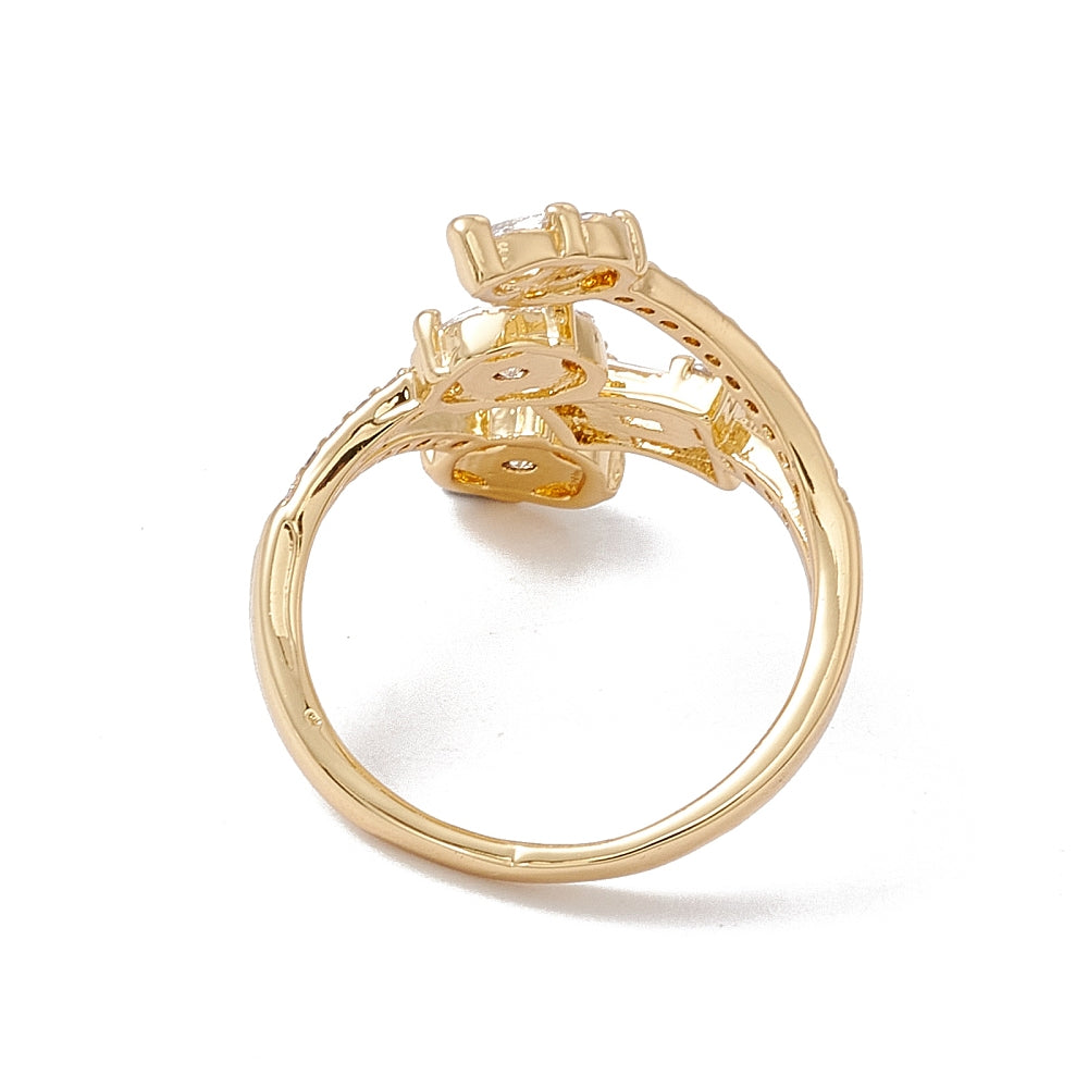 Anillo ajustable con flor de circonia cúbica transparente