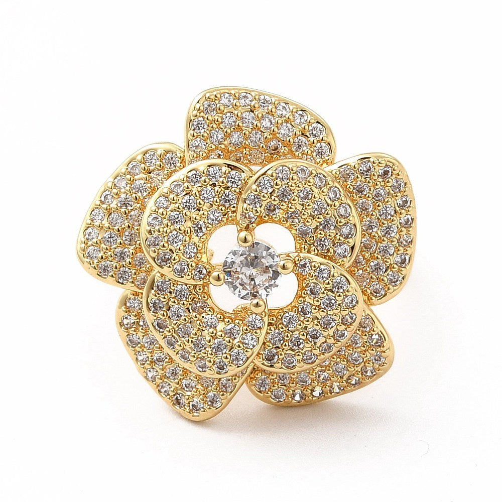 Anillo ajustable de flor con circonia cúbica