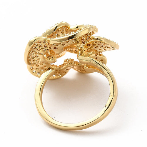 Anillo ajustable de flor con circonia cúbica