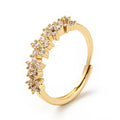Anillo ajustable con flor de circonita cúbica transparente