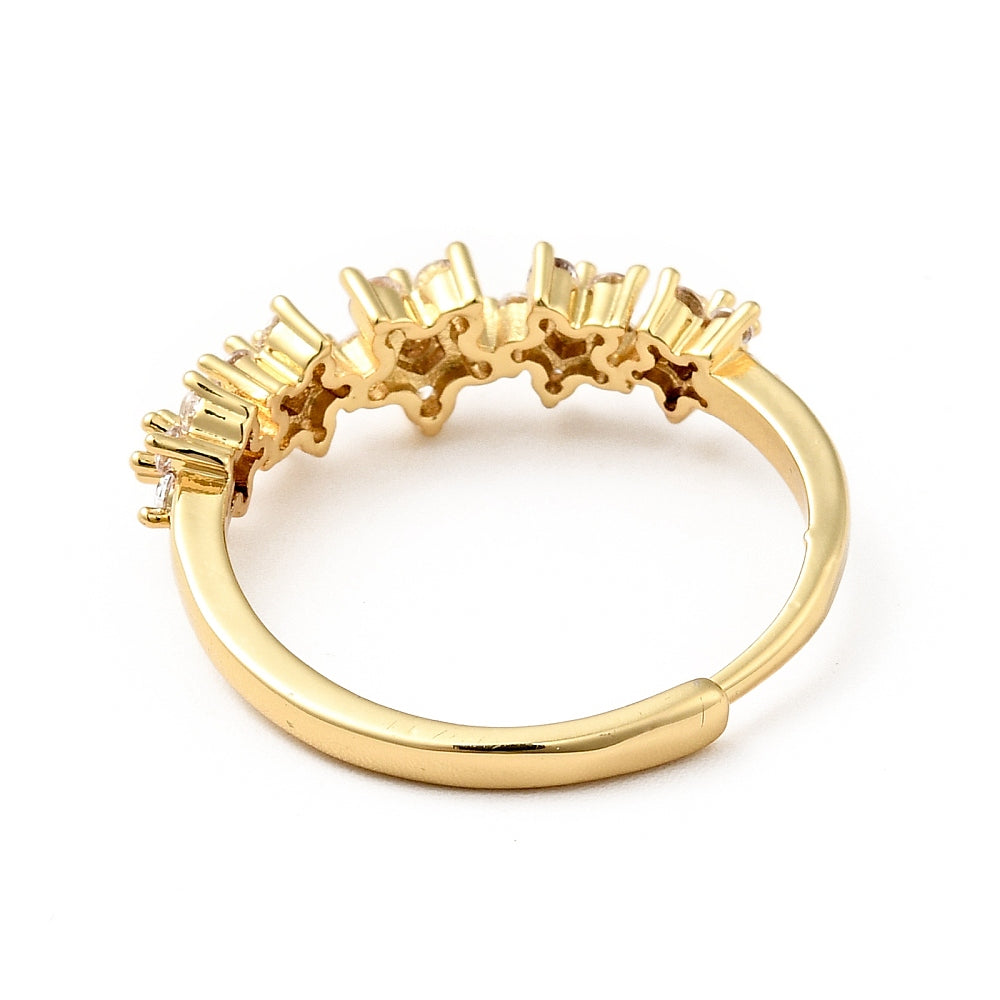 Anillo ajustable con flor de circonita cúbica transparente