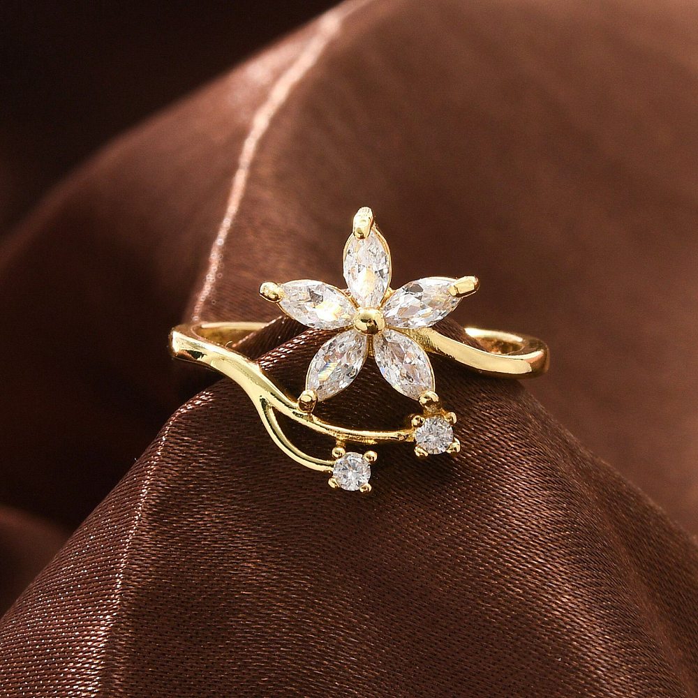 Anillo flor circonita cúbica