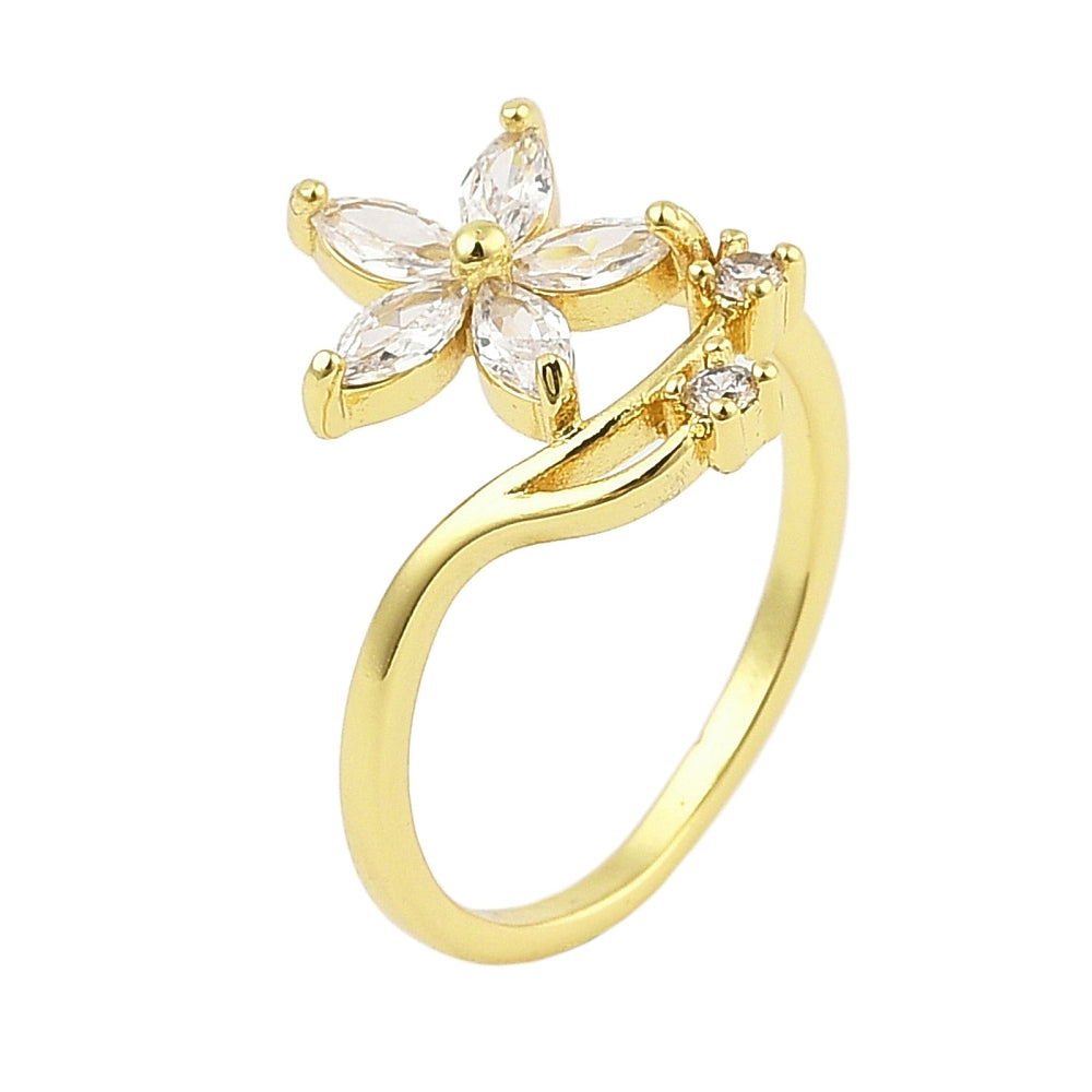 Anillo flor circonita cúbica