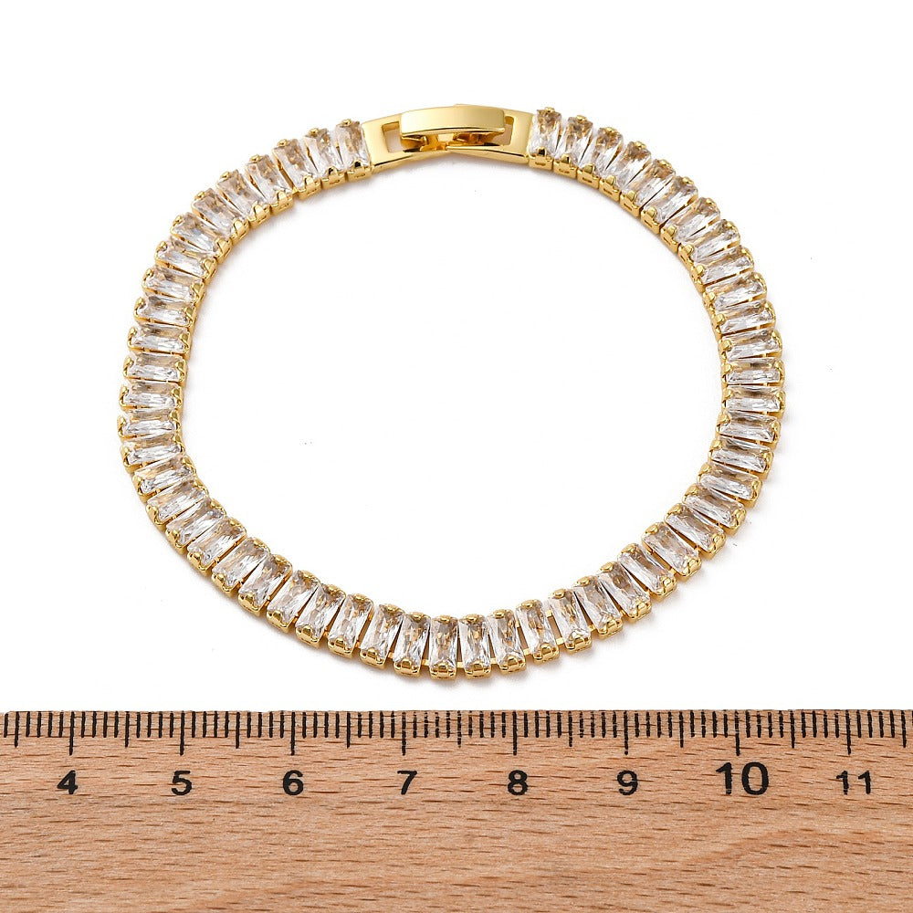 Pulsera de cadena de eslabones de circonia cúbica
