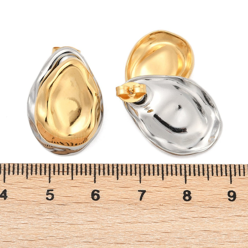 Arete gota dorado y plateado