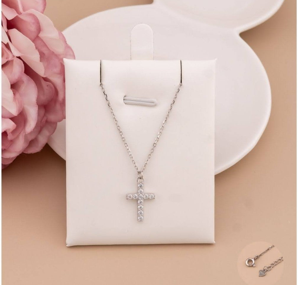 Cadena de Cruz con circonias Plata 9.25
